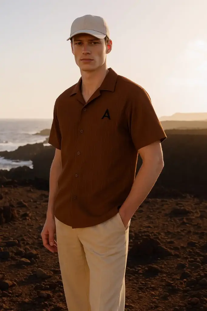 CUBAN COLLAR SOLID BOXY CASUAL SHIRT